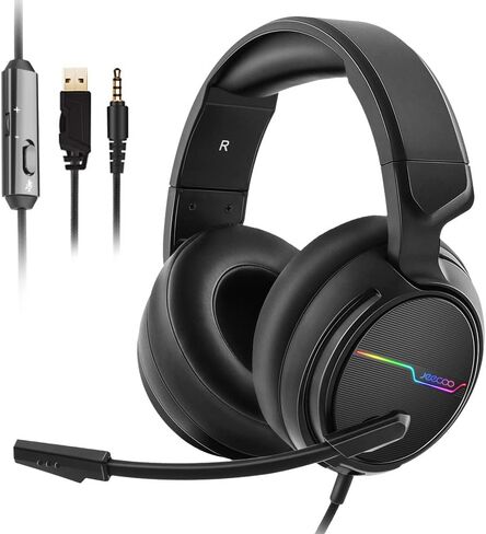 سماعات ألعاب اللاسلكي Jeecoo 2.4 جيجا هرتز مع ميكروفون للكمبيوتر الشخصي PS5 PS4 ، وسماعات الألعاب بلوتوث 5.3 مع ميكروفون إلغاء الضوضاء لجهاز الكمبيوتر المحمول ، والهاتف المحمول ، و MAC ، وصوت ستيريو ، وبطارية 50+ساعة ، ومواصفات منخفضة in Kuwait