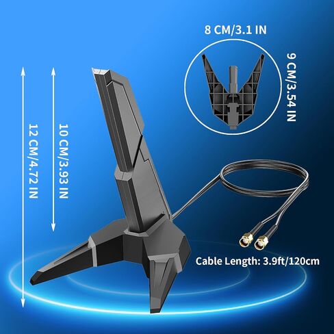 هوائي ألعاب WIFI 6E Tri-Band الخارجي 6 جيجا هرتز/5 جيجا هرتز/2.4 جيجا هرتز مع موصل الذكور RP-SMA وكابل تمديد 3.9 قدم للكمبيوتر سطح المكتب PCIe WiFi Gaming Router in Kuwait
