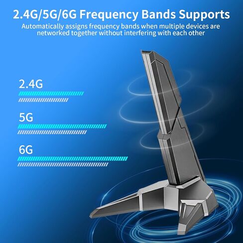 هوائي ألعاب WIFI 6E Tri-Band الخارجي 6 جيجا هرتز/5 جيجا هرتز/2.4 جيجا هرتز مع موصل الذكور RP-SMA وكابل تمديد 3.9 قدم للكمبيوتر سطح المكتب PCIe WiFi Gaming Router in Kuwait