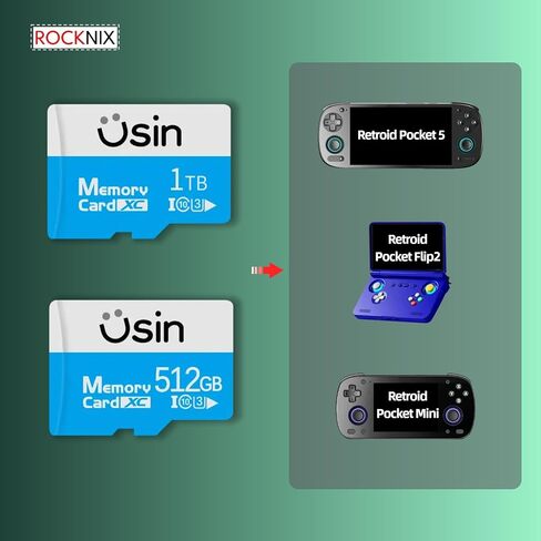 Game sd Card for Retroid Pocket 5/Flip2/Mini, Plug & Play,1TB 50000+ Games & 512GB 28000+ Games, Pre-Installed Rocknix System, high Speed TF Memory Card (512, GB) in Saudi Arabia