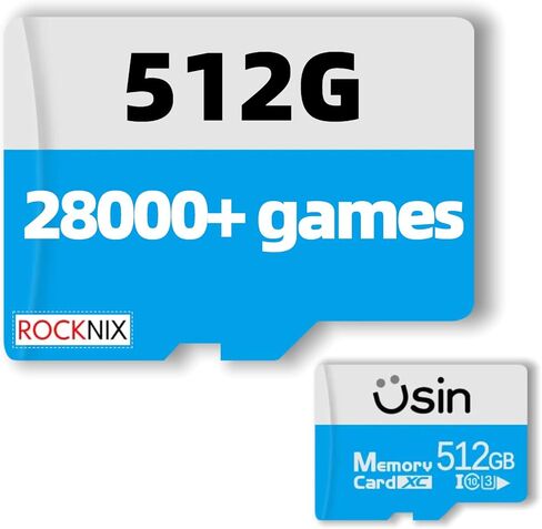 Game sd Card for Retroid Pocket 5/Flip2/Mini, Plug & Play,1TB 50000+ Games & 512GB 28000+ Games, Pre-Installed Rocknix System, high Speed TF Memory Card (512, GB) in Saudi Arabia