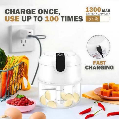 مروحية الثوم الكهربائية والثوم Mincer USB معالج الطعام الصغير القابل لإعادة الشحن مع شفرات من الفولاذ المقاوم للصدأ ، وعاء خالٍ من BPA ، ومعالج طعام صغير محمول للبصل ، والمكسرات ، والأعشاب والمزيد in Kuwait