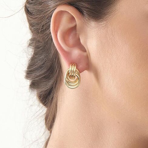 shinelab Gold Hoop Earrings for Women Twisted Huggie 14K Gold Plated Chunky Earrings Wavy Geometric Hoop Trendy Earrings Jewelry Gift for Girls in Kuwait