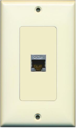 RiteAV CAT 6A 1 Port Shielded Cat6a Wall Plate 1 Gang Decorative - White in Saudi Arabia
