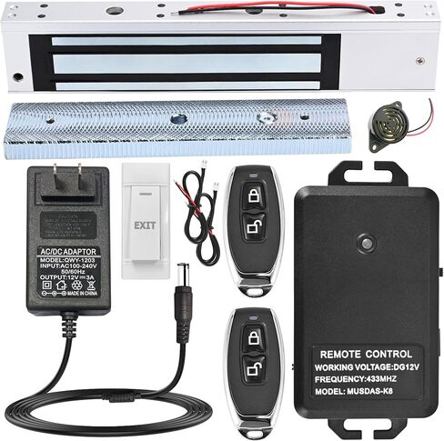 نظام التحكم في الوصول مع التحكم عن بُعد-طقم قفل الباب المغناطيسي 600 رطل ، وضع 12V Fail Safe NC ، تثبيت آمن وسهل DIY للدخول إلى المنزل الذكي (K8-1200 رطل قفل التحكم عن بُعد KI) in Kuwait