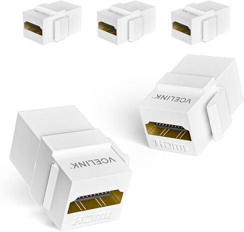 Vcelink 2-Pack 8K HDMI Keystone Jack مع 8K 60Hz و 4K 120Hz ، HDMI 2.1 أنثى إلى محول أنثى 48 جيجابت في الثانية ، موصل زاوية 180 درجة للوحة الحائط ، أبيض in Saudi Arabia