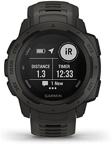Garmin 010-N2064-00 Instinct, Rugged Outdoor Watch with GPS, Features GLONASS and Galileo, Heart Rate Monitoring and 3-axis Compass, 1.27-inch, Graphite (Renewed) in Saudi Arabia