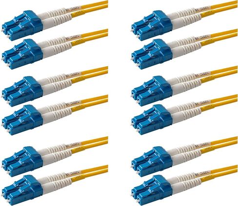 SpeedyFibertx-12-Pack 1 قدم LC إلى كبل تصحيح الألياف Duplex Duplex ، Corning SMF-28® Singlemode 9/125um الألياف الضوئية الفائقة ، OS1/OS2 متوافق ، مُثبّت النار الأصفر المتوافق in Kuwait