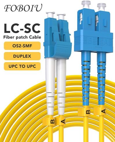 5 Pack OS2 SC to LC Fiber Patch Cable 2m/6.6ft, Single Mode, Duplex | Individually Tested, Fiber Optical Patch Cables Singlemode SMF LC UPC/UPC, 9/125µm, LSZH, 1G/10GB Yellow Jumper Cord in Kuwait