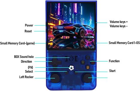 Fosa Retro Handheld Game Console ، مشغل ألعاب محمولة مع بطارية عالية الدقة 4000 مللي أمبير في الساعة ، لنظام أوجيكيز مفتوح المصدر مزدوج (64 جرام) in Saudi Arabia