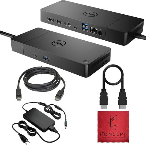 WD19DCS Dell Dell Station USB C - محطة إرساء مراقبة مزدوجة مع 240 واط ، كابل HDMI ، DisplayPort Cable و Microfiber Cleaning Commit - محطة الأداء (متجددة) in Saudi Arabia