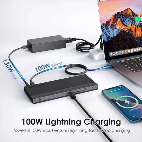 محطة إرساء الكمبيوتر المحمول ، محطة الإرساء 3 مراقبة مع 2* DP+HDMI ، شاحن PD 130W ، USB-C/A 10GB ، 3* USB-A 5GB ، الصوت ، Gigabit Ethernet للينوفو HP Dell ، نظام Windows Computer in Kuwait