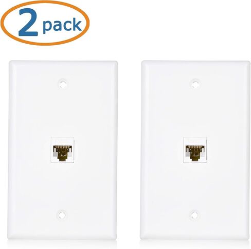 Cable Matters 2-Pack 1-Port Ethernet Wall Plate, White, Cat6 Wall Plate, Cat5e Ethernet Outlet with Blue RJ45 Keystone Jack in Saudi Arabia