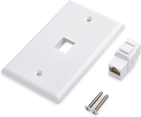 Cable Matters 2-Pack 1-Port Ethernet Wall Plate, White, Cat6 Wall Plate, Cat5e Ethernet Outlet with Blue RJ45 Keystone Jack in Saudi Arabia