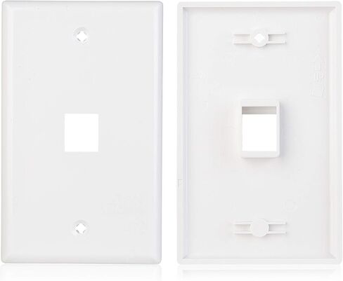 Cable Matters 2-Pack 1-Port Ethernet Wall Plate, White, Cat6 Wall Plate, Cat5e Ethernet Outlet with Blue RJ45 Keystone Jack in Saudi Arabia