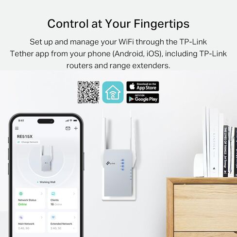 TP-Link RE515X AX1500 WIFI 6 Range Extender W/Ethernet Port | 1.5g مزدوج النطاق اللاسلكي مكبر لمكبر مكرر | ما يصل إلى 1800 متر مربع. قدم ، 64 جهاز | داعم إشارة الإنترنت | إعداد التطبيق | Easymesh متوافق in Saudi Arabia