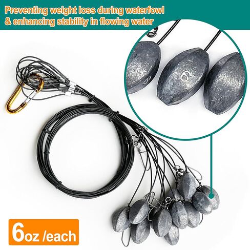 منصات Duck Decoy-تكساس على طراز Tangle-Tangle-Tangle 12 Pack مع الأوزان المرساة ، و Carabiner الذهبية ، والتشويش السريع لصيد البط والطيور المائية in Kuwait