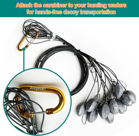 منصات Duck Decoy-تكساس على طراز Tangle-Tangle-Tangle 12 Pack مع الأوزان المرساة ، و Carabiner الذهبية ، والتشويش السريع لصيد البط والطيور المائية in Kuwait