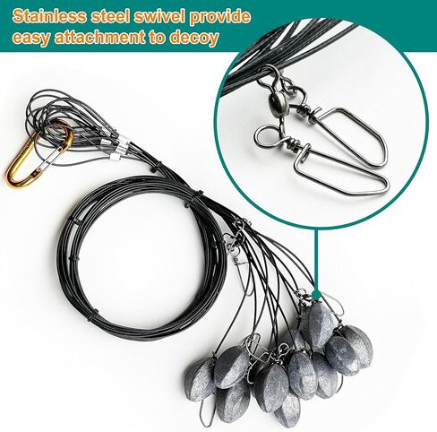 منصات Duck Decoy-تكساس على طراز Tangle-Tangle-Tangle 12 Pack مع الأوزان المرساة ، و Carabiner الذهبية ، والتشويش السريع لصيد البط والطيور المائية in Kuwait