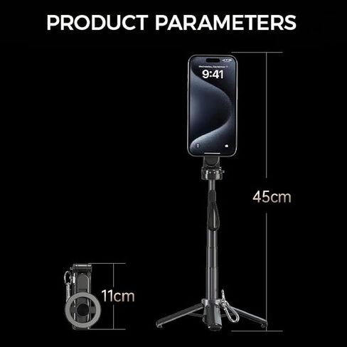 2025 New 4-in-1 Multifunctional 360° Rotation Magnetic Selfie Stick, (Extendable Detachable) (Portable Pocket Size) (Travel Selfie Essentials) Phone Selfie Stick Tripod for iPhone & Android (1pcs) in Saudi Arabia