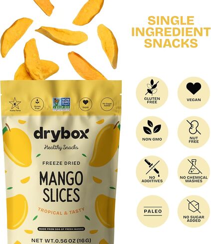Drybox Freeze Dried Strawberries Sliced | 100% Natural Fruit | Freeze Dried Strawberry Source | No Sugar & Additives | Healthy Snack & Topping for Beverages or Recipes | Non-GMO, Vegan, Gluten Free, 0.56 oz 1 pack in Saudi Arabia
