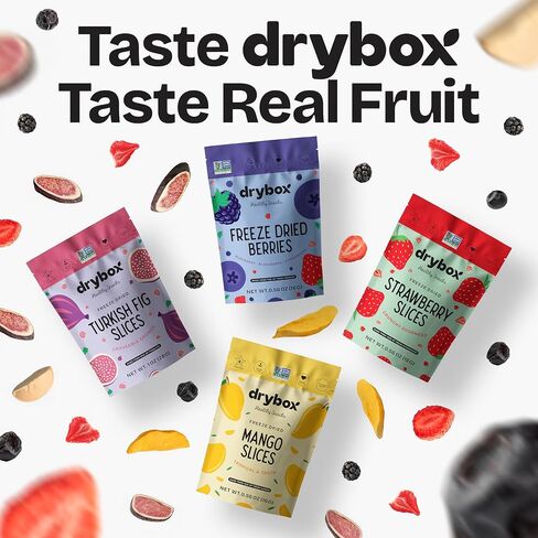Drybox Freeze Dried Strawberries Sliced | 100% Natural Fruit | Freeze Dried Strawberry Source | No Sugar & Additives | Healthy Snack & Topping for Beverages or Recipes | Non-GMO, Vegan, Gluten Free, 0.56 oz 1 pack in Saudi Arabia