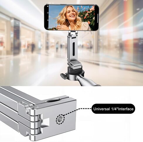 Aluminium Mini Magnetic Phone Tripod for iPhone & MagSafes,Magnetic Tripod for iPhone 16/15/14/13/12 Plus Pro Max Series,1/4" Screw，360° Adjustable Magic Clip Folding Magnetic Phone Stand in Saudi Arabia