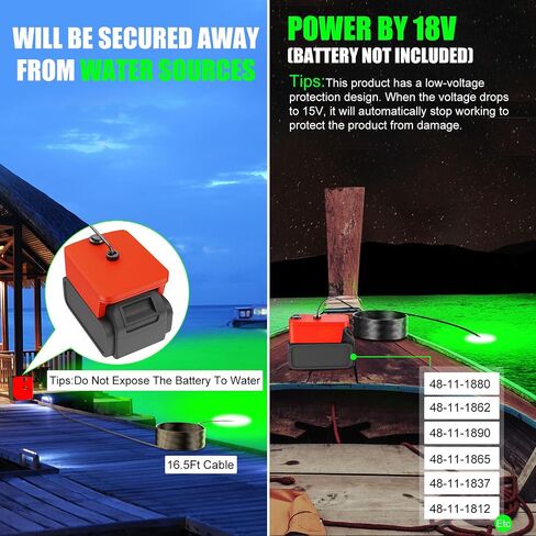 Underwater Fishing Light Compatible for Milwaukee 18V, 60W 6000 Lumens in Kuwait