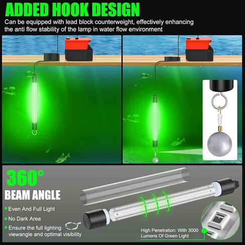 Underwater Fishing Light Compatible for Milwaukee 18V, 60W 6000 Lumens in Kuwait