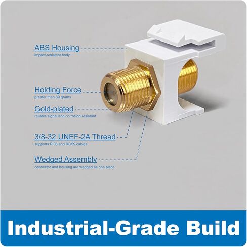 ICC F-Type Keystone Jack ، Jold Plated 2 GHz Coax Jack ، أنثى إلى أنثى ، RG6 RG59 متوافقة in Saudi Arabia