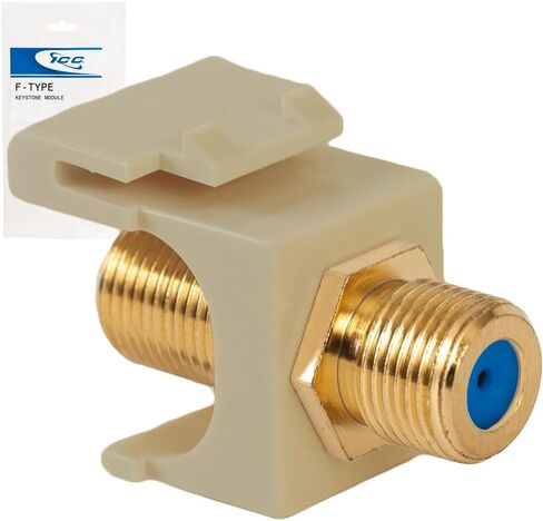 ICC F-Type Keystone Jack, Gold Plated 2 GHz Coax Jack, Female to Female, RG6 RG59 Compatible, Coaxial Wall Plate Insert, White, 25-Pack in Saudi Arabia