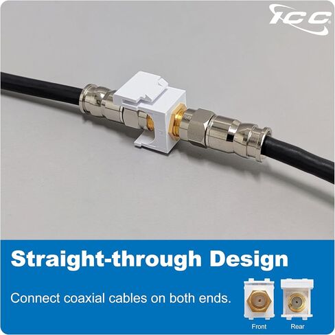 ICC F-Type Keystone Jack ، Jold Plated 2 GHz Coax Jack ، أنثى إلى أنثى ، RG6 RG59 متوافقة in Saudi Arabia