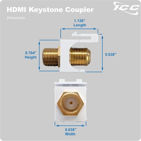 ICC F-Type Keystone Jack ، Jold Plated 2 GHz Coax Jack ، أنثى إلى أنثى ، RG6 RG59 متوافقة in Saudi Arabia