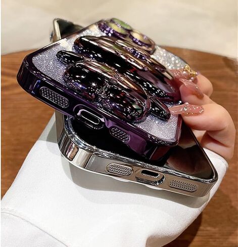 for Samsung Galaxy S25 Ultra Case for Women Girls with Cute Butterfly Floral Kickstand,Luxury Bling Glitter Diamond Pearl Back Soft TPU Bumper with Bead Phone Strap for Samsung S25 Ultra Purple in Saudi Arabia