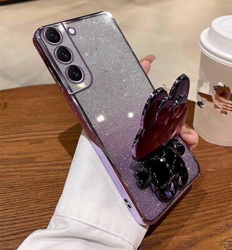 for Samsung Galaxy S25 Ultra Case for Women Girls with Cute Butterfly Floral Kickstand,Luxury Bling Glitter Diamond Pearl Back Soft TPU Bumper with Bead Phone Strap for Samsung S25 Ultra Purple in Saudi Arabia