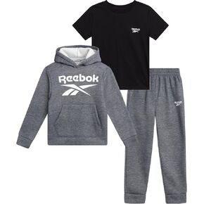 Reebok Baby Boys Active 3-Piece Fleece Tee, Hoodie & Jogger Pants Set | Soft Cotton Comfort, Elastic Waist Ease, Cozy Everyday Layering for Playtime, Naps or Casual Toddler Days in Kuwait