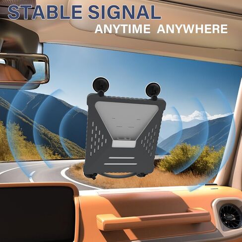 ACOVE Suction Car Cup Mount for Starlink-Mini,2-in-1 Satellite Dish Mounts Protective Silicone Case & Strong Suction Cup Stable Satellite Signal with Hook & Handle for Car Window/RVs/Road Trips,Grey in Kuwait