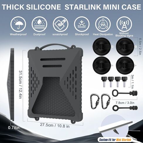 ACOVE Suction Car Cup Mount for Starlink-Mini,2-in-1 Satellite Dish Mounts Protective Silicone Case & Strong Suction Cup Stable Satellite Signal with Hook & Handle for Car Window/RVs/Road Trips,Grey in Kuwait