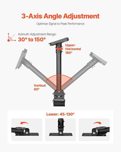 Vevor Starlink RV Ladder Mount ، 360 ° قابلة للتعديل زاوية التثبيت القياسية Gen 3 مجموعة أنابيب ، من الصلب الشاق إضافي محول سلم RV ، متوافق مع Gen3 و V3 ، يسهل التجميع ، الأسود ، الأسود in Saudi Arabia