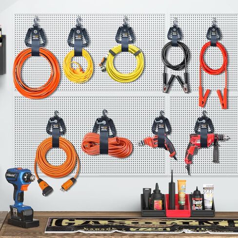 Extension Cord Organizer, 2 PCS Extension Cord Hanger with 5 Slots, Extension Cord Holder, Garage Garden Storage Straps for Cable, Hose, Rope, Tool in Saudi Arabia