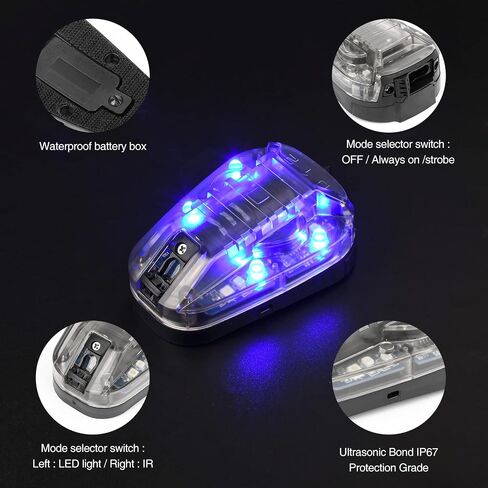 نوبوهيرو خوذة تكتيكية إشارة الضوء اختياري 4 أوضاع مع LED و IR ثابتة على/strobe ، مصباح تعريف البقاء على البقاء على الماء المقاوم للماء للرياضة في الهواء الطلق in Kuwait