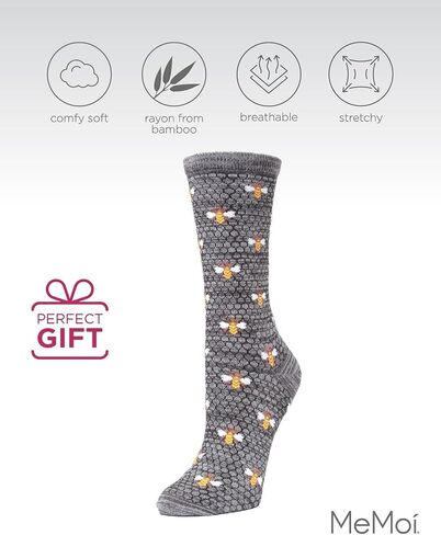 MeMoi Honey Bee Bamboo Blend Crew Socks in Kuwait