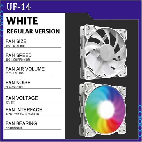UF-14 Chassis Fan 14cm 5V ARGB PWM Cooling Fan(Black) in Saudi Arabia