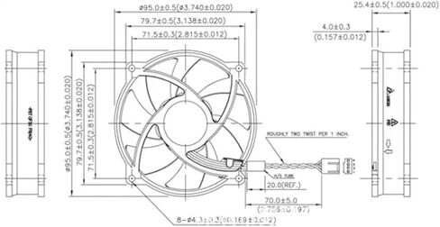 90x90x25mm مروحة تبريد وحدة المعالجة المركزية 72 مم تباعد ثقب 2pin (12 فولت 2Pin) in Saudi Arabia