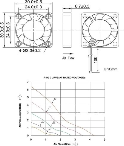 30x30x7mm DC12V 3D مروحة التبريد الطابعة مروحة 2 سلك (5V XH2.54 2PIN) in Saudi Arabia