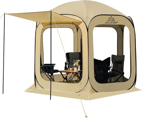 6x6 FT Pop Up Screen House Tent - Instant Screened Gazebo Canopy with Mosquito Net, Portable Backyard Tent for 4-6 People, Easy Setup Patio Shelter for Camping, BBQ, Sports & Outdoor in Saudi Arabia