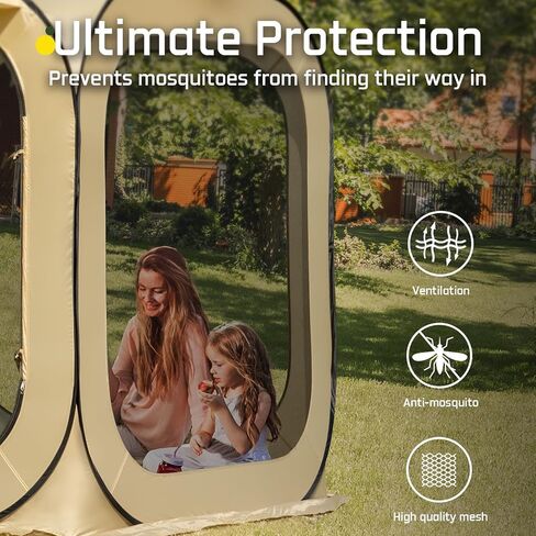 6x6 FT Pop Up Screen House Tent - Instant Screened Gazebo Canopy with Mosquito Net, Portable Backyard Tent for 4-6 People, Easy Setup Patio Shelter for Camping, BBQ, Sports & Outdoor in Saudi Arabia