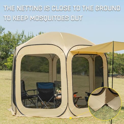 6x6 FT Pop Up Screen House Tent - Instant Screened Gazebo Canopy with Mosquito Net, Portable Backyard Tent for 4-6 People, Easy Setup Patio Shelter for Camping, BBQ, Sports & Outdoor in Saudi Arabia