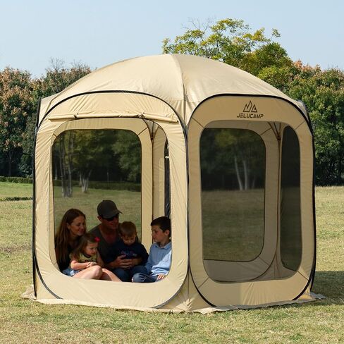 6x6 FT Pop Up Screen House Tent - Instant Screened Gazebo Canopy with Mosquito Net, Portable Backyard Tent for 4-6 People, Easy Setup Patio Shelter for Camping, BBQ, Sports & Outdoor in Saudi Arabia