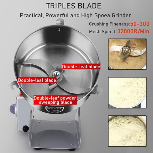 Commercial Machine,Electric Grain Grinder - Commercial Spice Grinder Mill Powder Machine, Dry Feed Mill for Herb Spice Pepper Coffee Corn, for Kitchen Home and Commercial,1000g (1000g) in Saudi Arabia